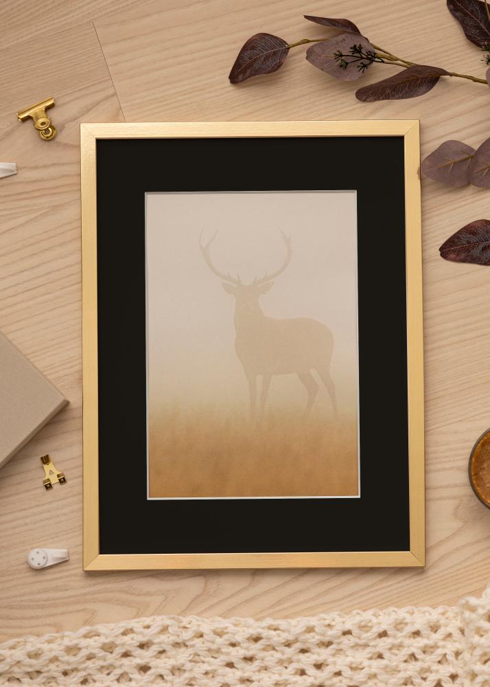 Ram med passepartou Frame Trendy Gold 40x60 cm - Picture Mount Black 25x50 cm