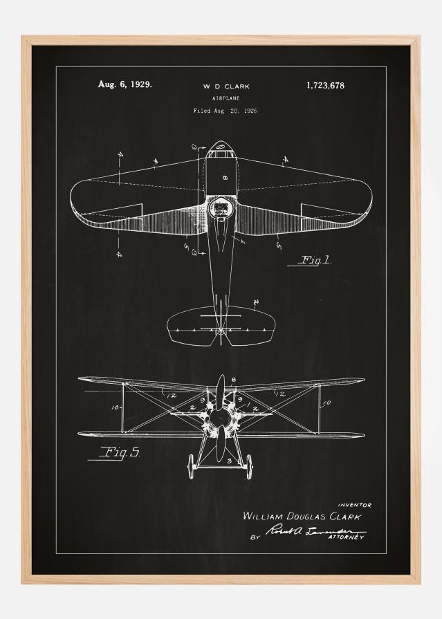 Bildverkstad Patent drawing - Biplane - Black Poster