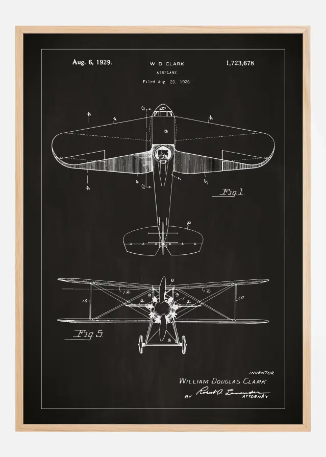 Bildverkstad Patent drawing - Biplane - Black Poster