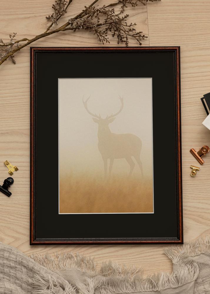 Ram med passepartou Frame Horndal Walnut 50x60 cm - Picture Mount Black 15x20 inches