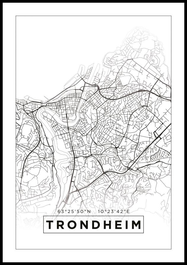 Bildverkstad Map - Trondheim - White Poster