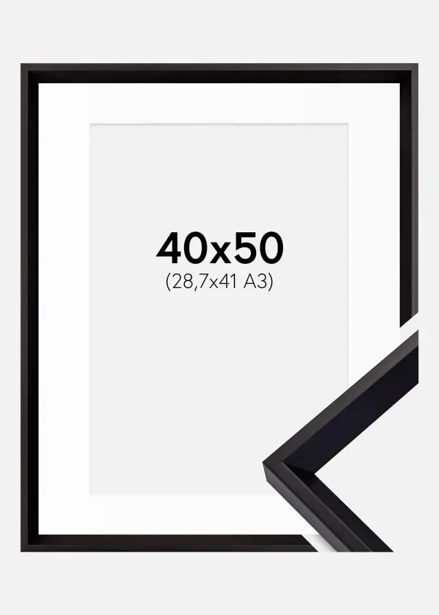 Ram med passepartou Frame Globe Black 40x50 cm - Picture Mount White 29.7x42 cm