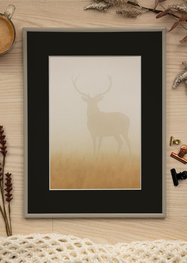 Ram med passepartou Frame New Lifestyle Earth Grey 40x60 cm - Picture Mount Black 32.9x48.3 cm