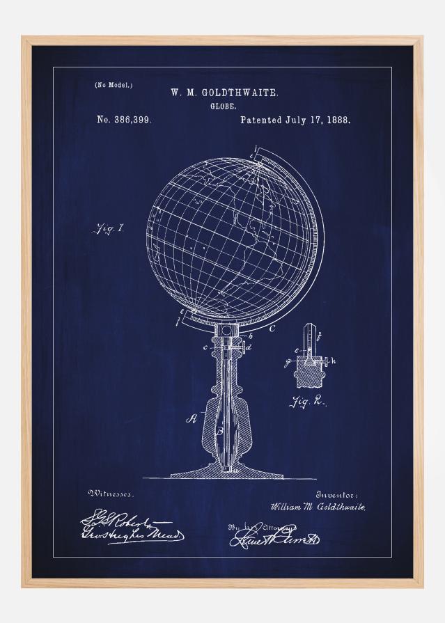 Bildverkstad Patent drawing - Globe - Blue Poster