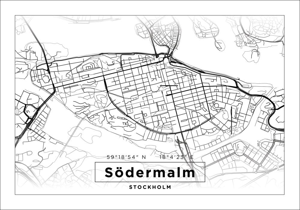 Bildverkstad Map - Södermalm - White Poster