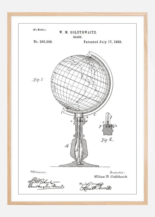 Bildverkstad Patent drawing - Globe - White Poster