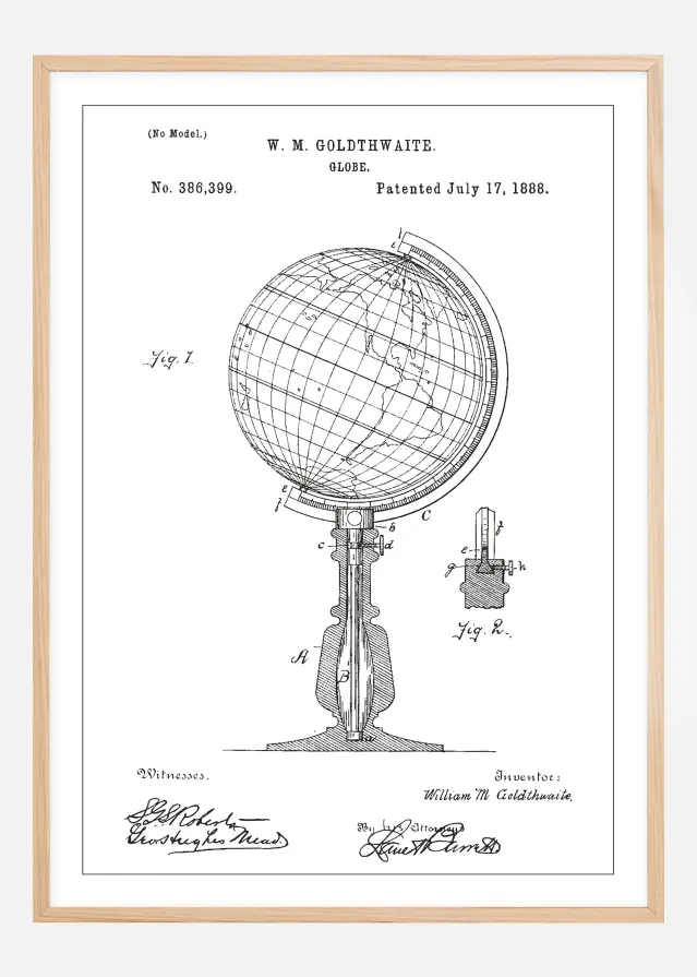 Bildverkstad Patent drawing - Globe - White Poster