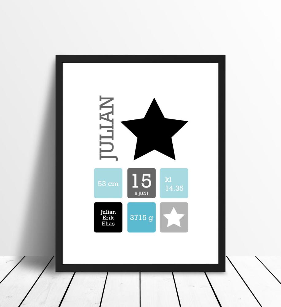 Personlig poster Star Birth Poster Black/Blue