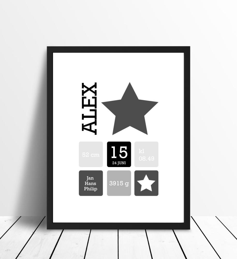 Personlig poster Star Birth Poster Grey