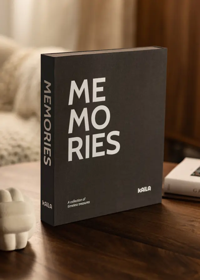 KAILA KAILA MEMORIES Black/White - Coffee Table Photo Album (60 Black Pages)