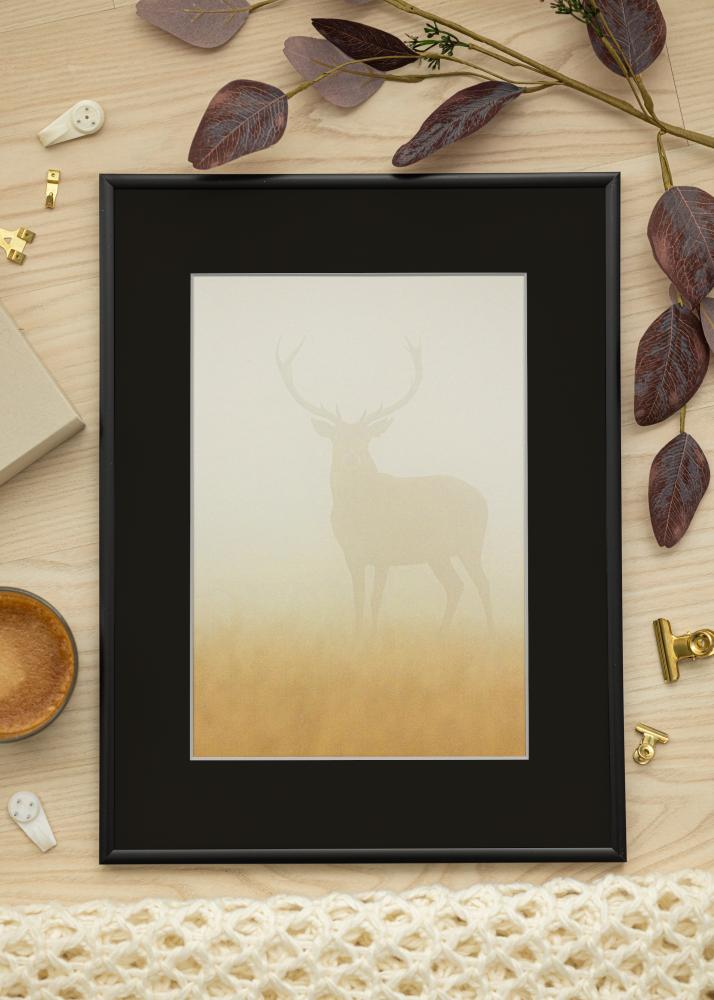 Ram med passepartou Frame New Lifestyle Matt Black 40x50 cm - Picture Mount Black 12x16 inches