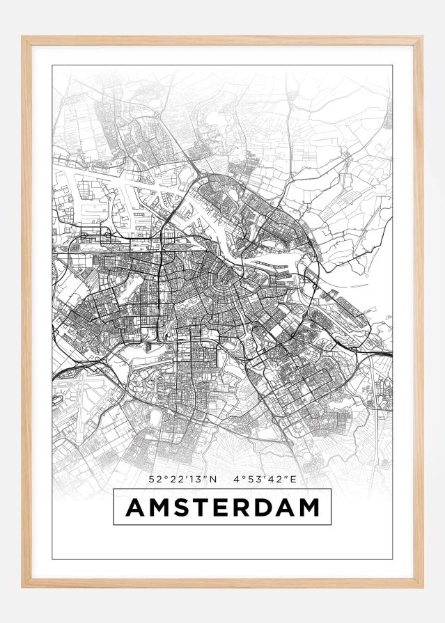 Bildverkstad Map - Amsterdam - White Poster