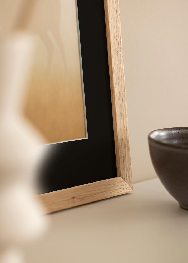 Ram med passepartou Frame Oak Wood 28x35 cm - Picture Mount Black 20x25 cm