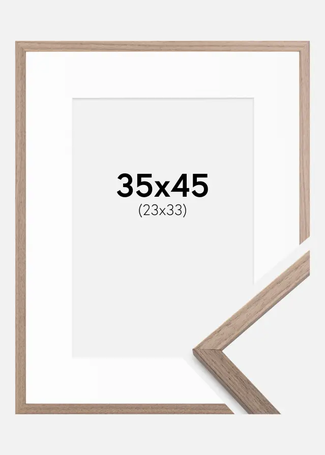 Ram med passepartou Frame Edsbyn Light Walnut 35x45 cm - Picture Mount White 24x34 cm