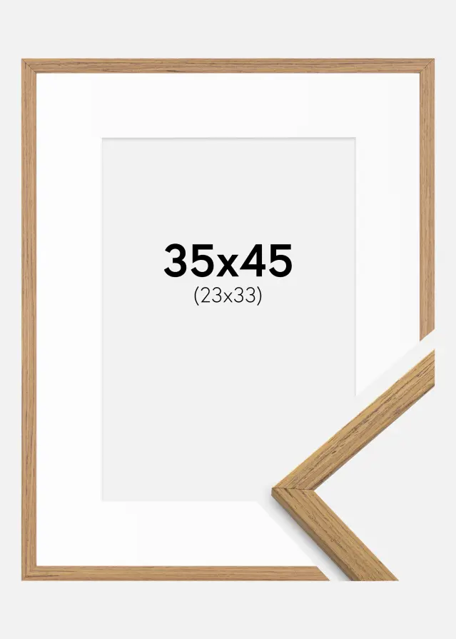 Ram med passepartou Frame Edsbyn Teak 35x45 cm - Picture Mount White 24x34 cm