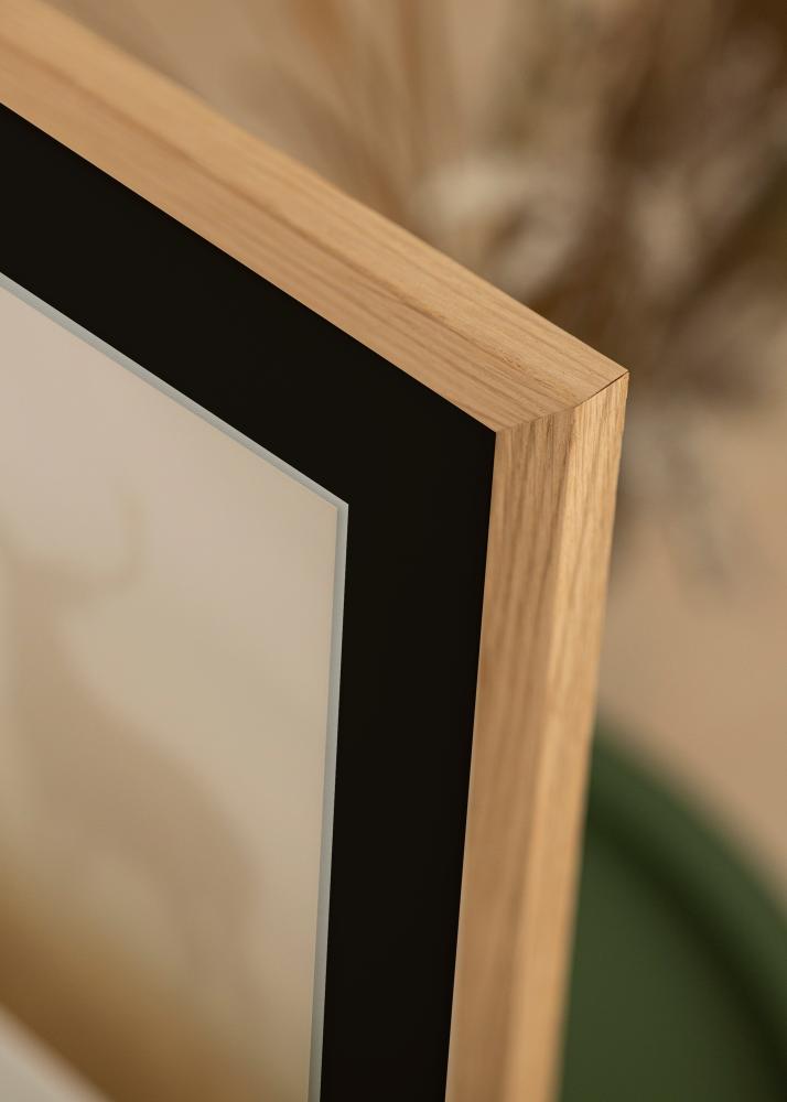 Ram med passepartou Frame Oak Wood 28x35 cm - Picture Mount Black 20x25 cm