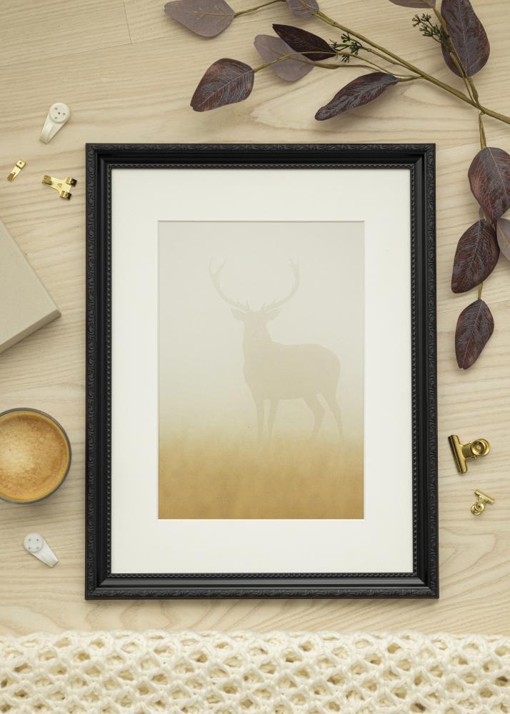 Ram med passepartou Frame Abisko Black 50x70 cm - Picture Mount White 16x24 inches