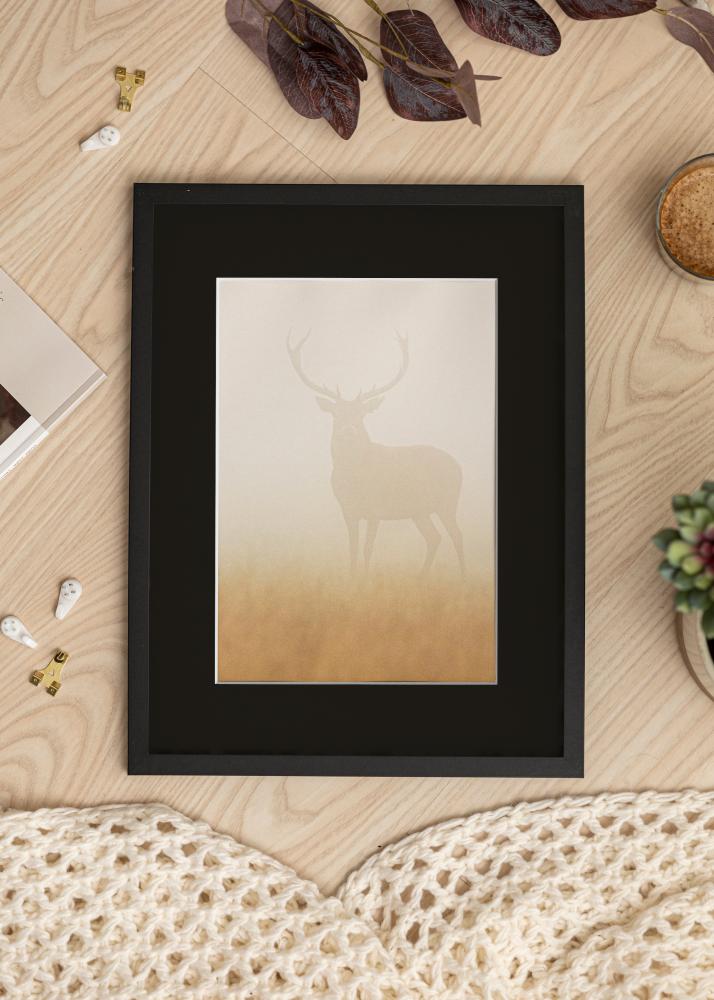 Ram med passepartou Frame Trendy Black 40x60 cm - Picture Mount Black 25x50 cm