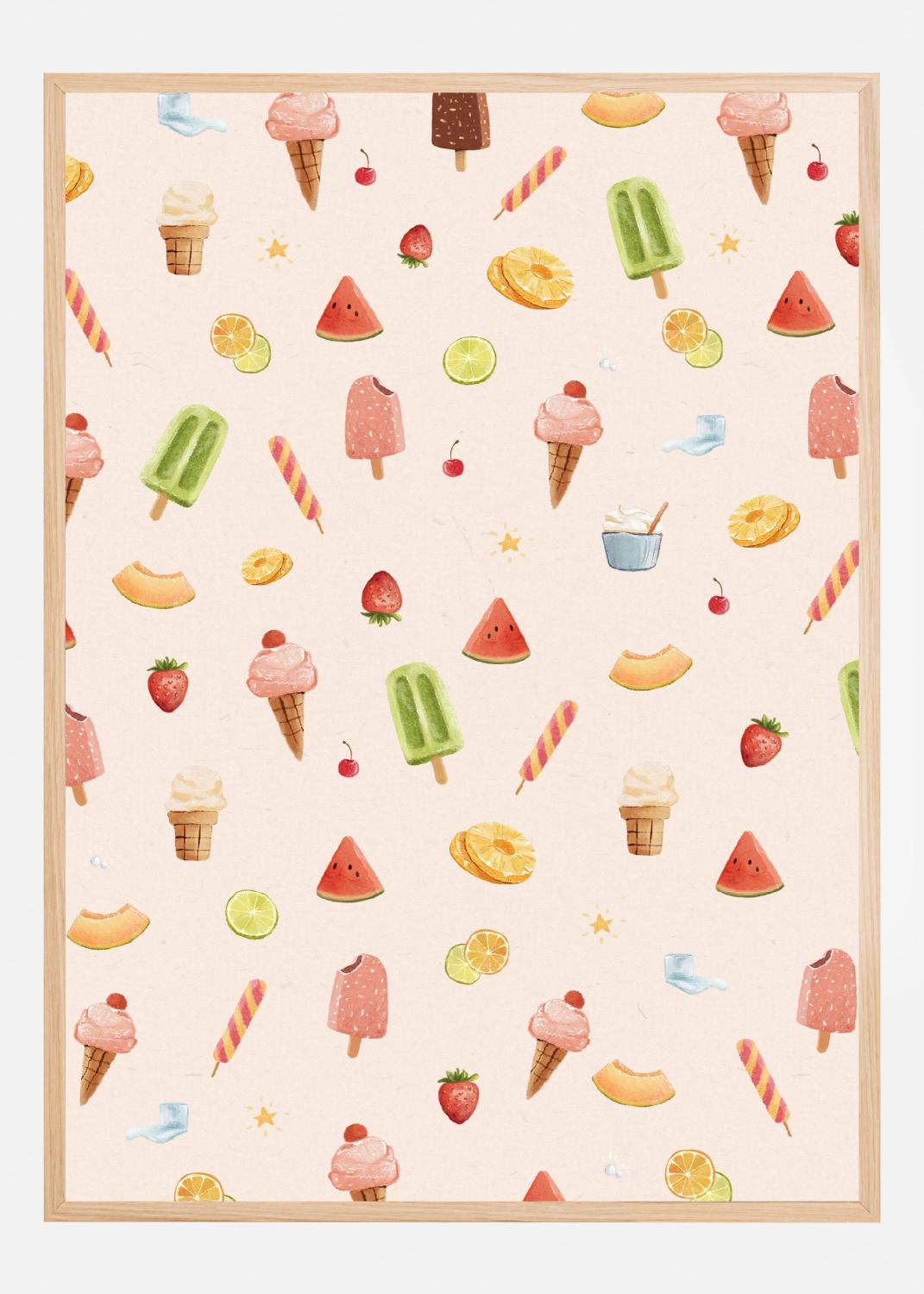 Product Image for Sweet Ice Cream Pattern Poster (21x29.7 cm (A4))