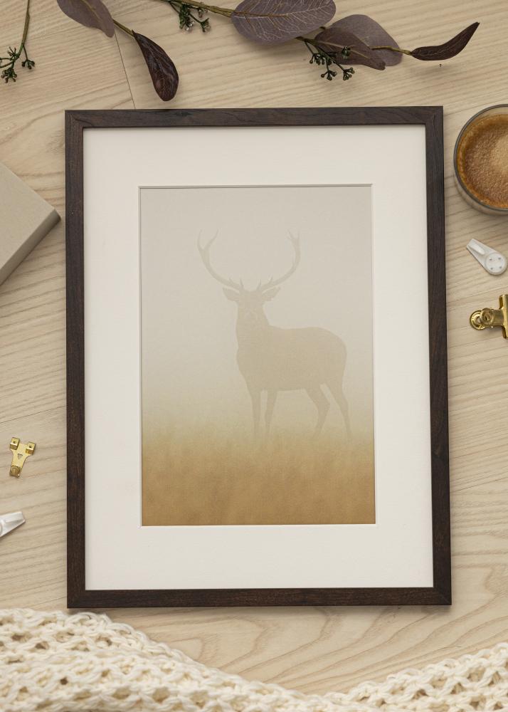 Ram med passepartou Frame Trendy Walnut 24x30 cm - Picture Mount White 6x8 inches