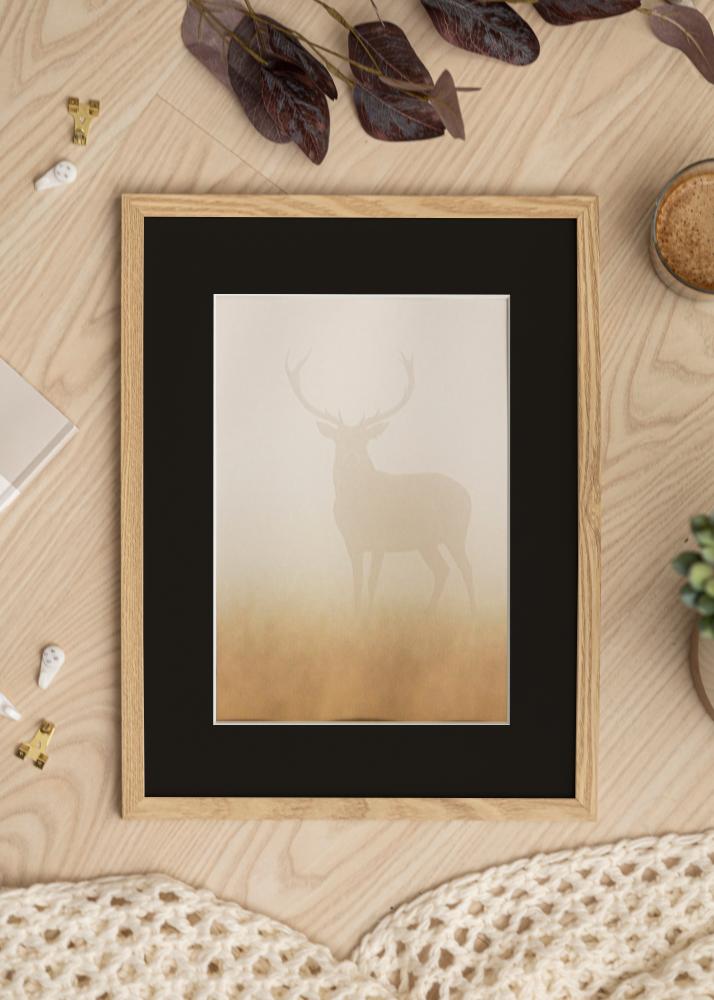 Ram med passepartou Frame Trendy Oak 40x40 cm - Picture Mount Black 32x32 cm