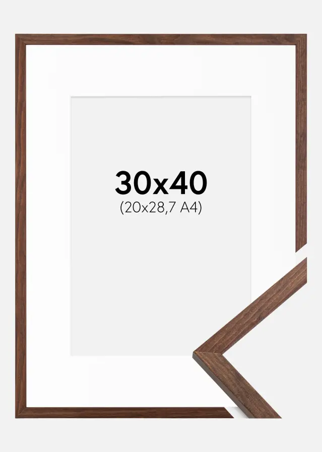 Ram med passepartou Frame Galant Walnut 30x40 cm - Picture Mount White 21x29,7 cm (A4)