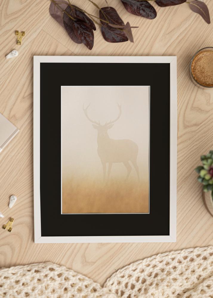 Ram med passepartou Frame Trendy White 40x50 cm - Picture Mount Black 27.5x37 cm