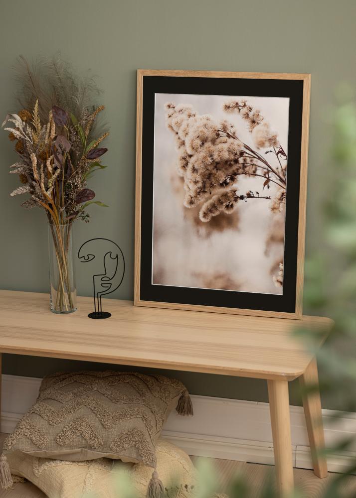 Ram med passepartou Frame Grimsåker Oak 70x100 cm - Picture Mount Black 59.4x84 cm (A1)