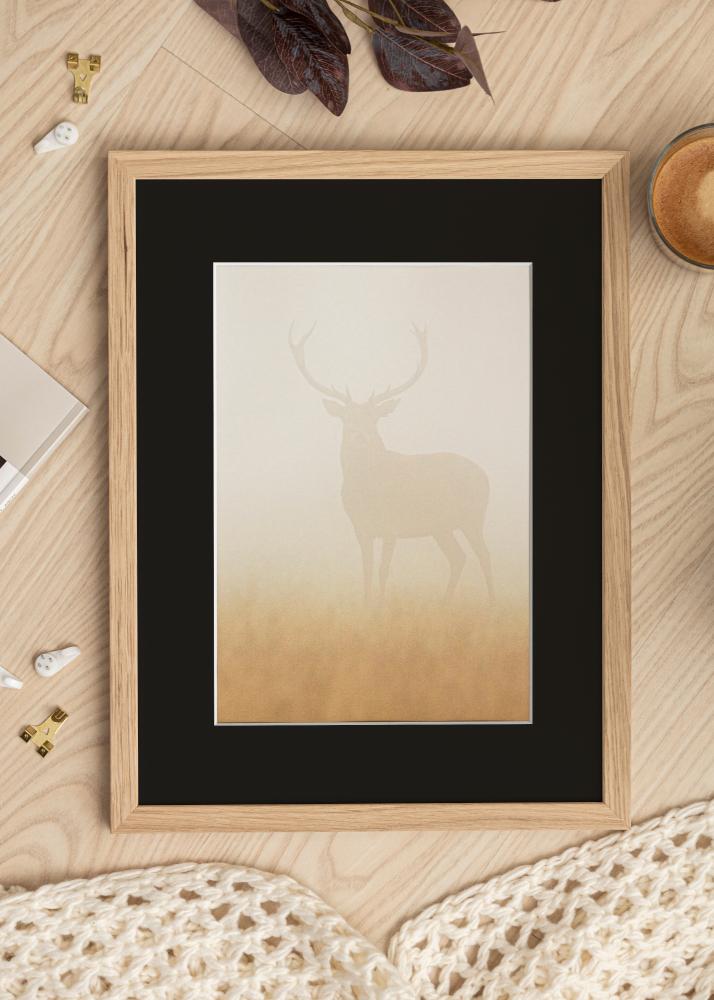 Ram med passepartou Frame Grimsåker Oak 70x100 cm - Picture Mount Black 59.4x84 cm (A1)