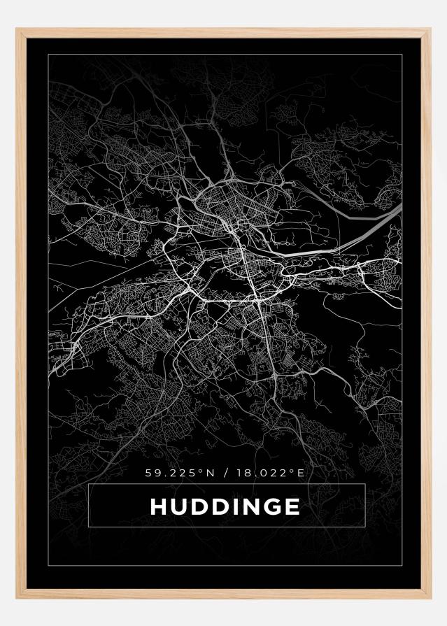 Bildverkstad Map - Huddinge - Black Poster