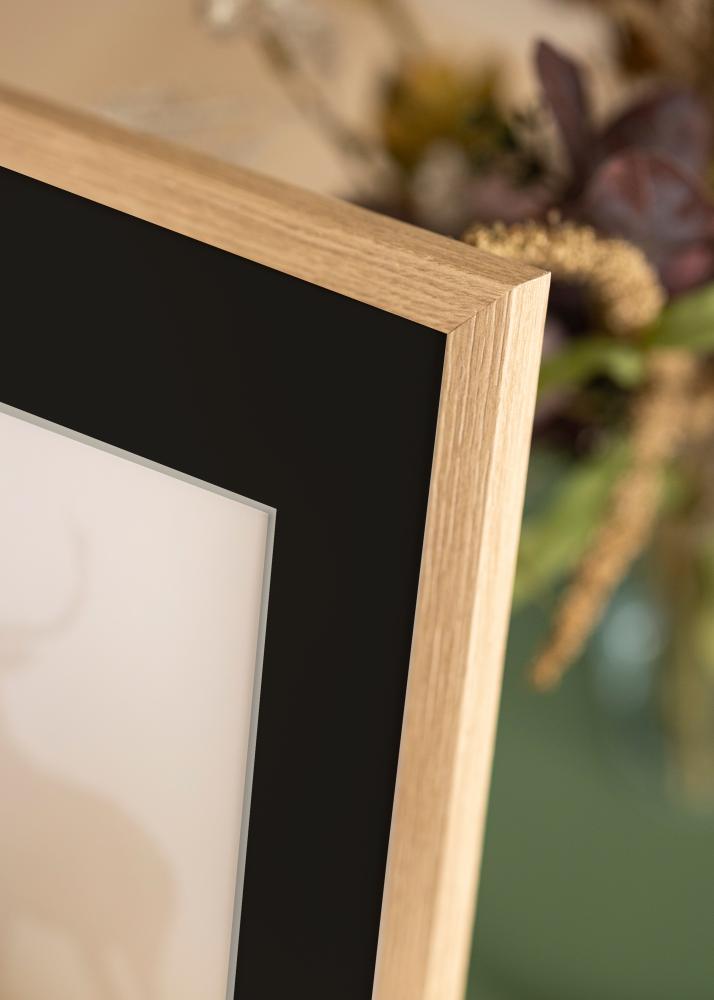 Ram med passepartou Frame Stilren Oak 30x40 cm - Picture Mount Black 8x12 inches