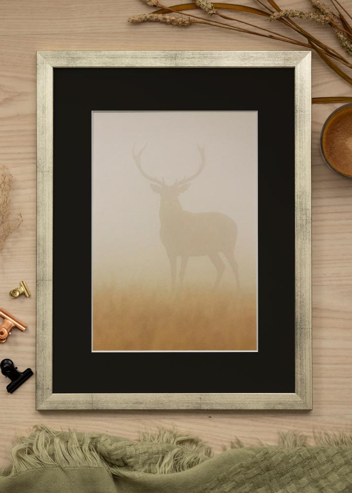 Ram med passepartou Frame Stilren Silver 40x40 cm - Picture Mount Black 30x30 cm