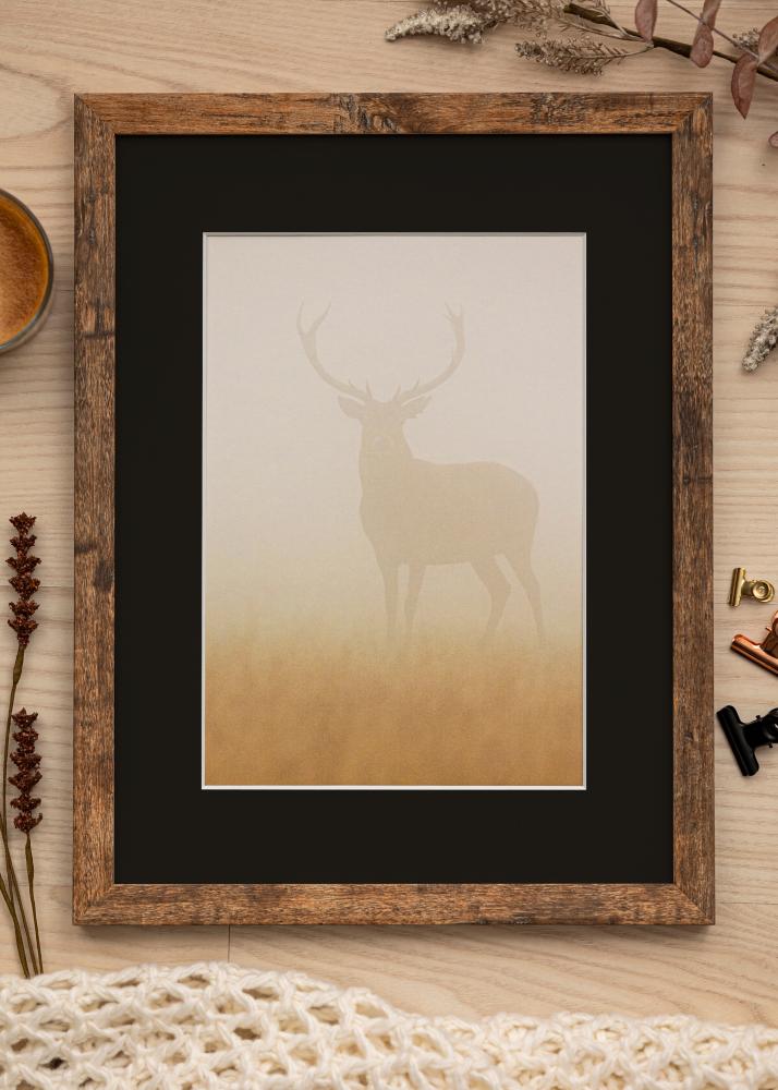 Ram med passepartou Frame Fiorito Washed Oak 40x50 cm - Picture Mount Black 27x35 cm