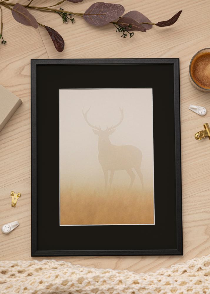 Ram med passepartou Frame Kaspar Black 50x60 cm - Picture Mount Black 37x46 cm