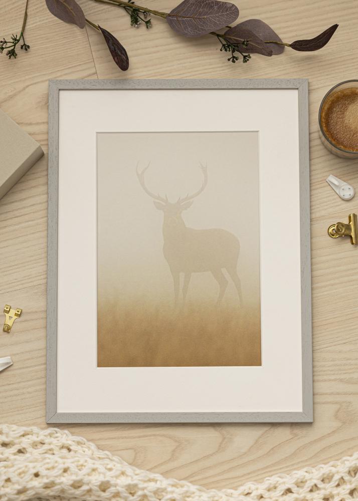 Ram med passepartou Frame Edsbyn Grey 40x60 cm - Picture Mount White 32.9x48.3 cm (A3+)