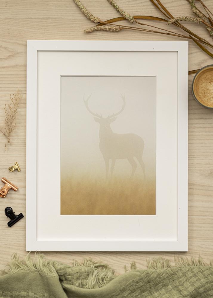 Ram med passepartou Frame White Wood 70x100 cm - Picture Mount White 60x90 cm