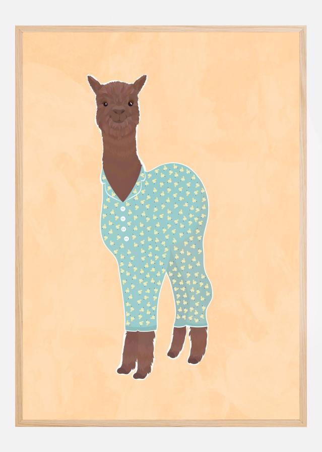 Bildverkstad Llama In Pjs Banana Orange Poster