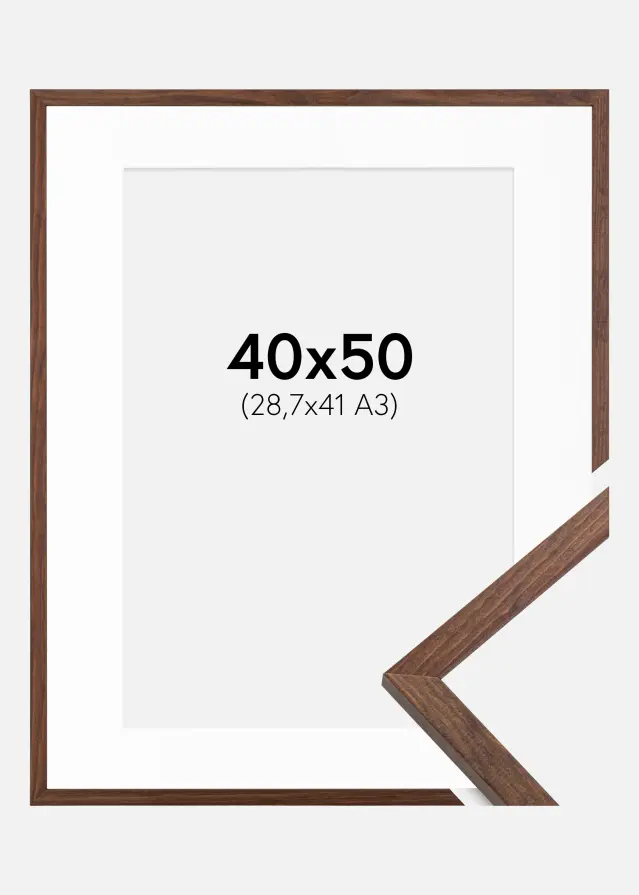 Ram med passepartou Frame Galant Walnut 40x50 cm - Picture Mount White 29,7x42 cm (A3)