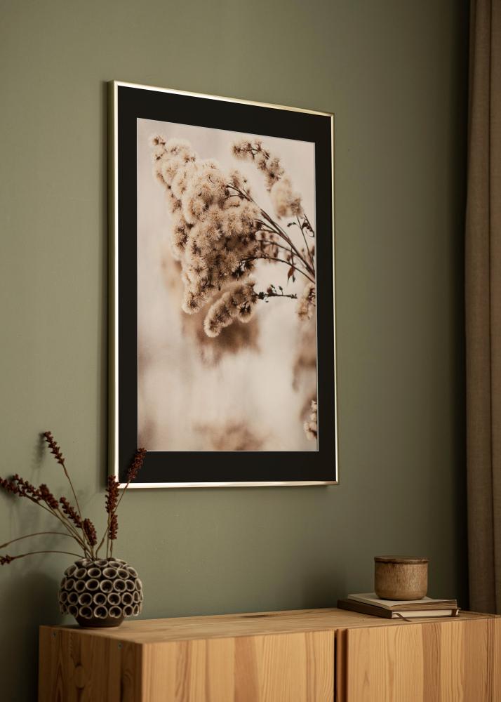 Ram med passepartou Frame Aluminium Shiny Gold 50x70 cm - Picture Mount Black 40x60 cm