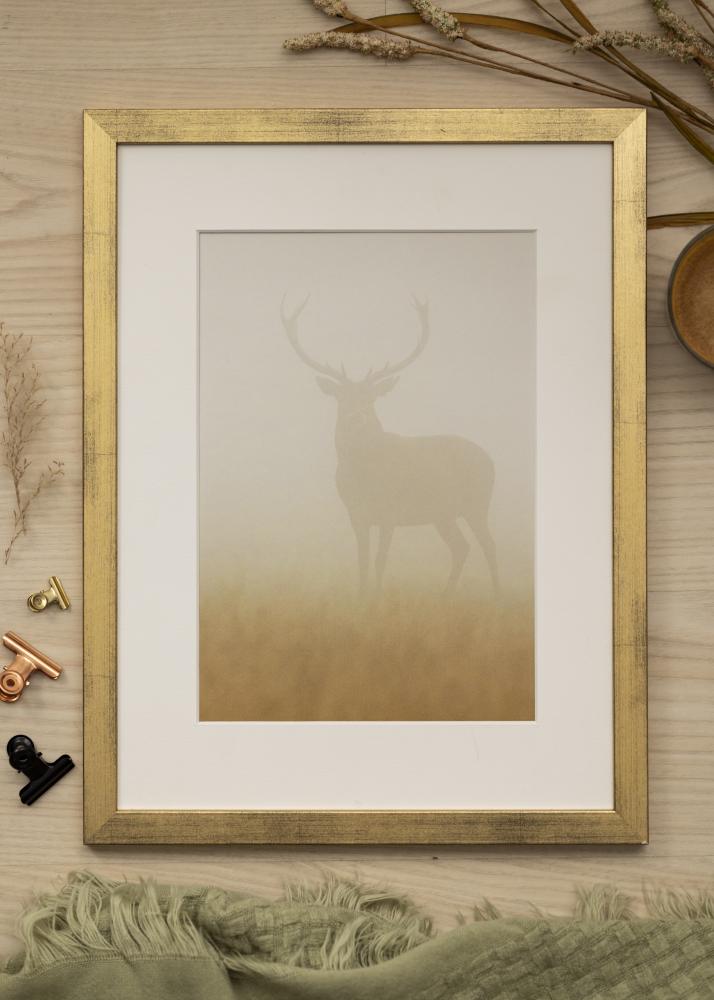 Ram med passepartou Frame Stilren Gold 70x100 cm - Picture Mount White 24x36 inches