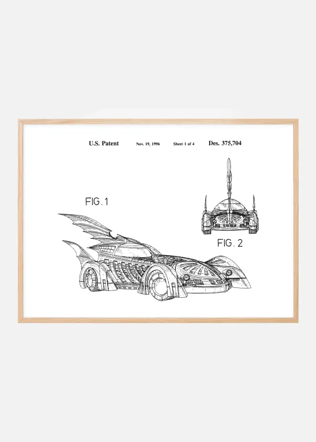 Bildverkstad Patent drawing - Batman - Batmobile 1996 I Poster