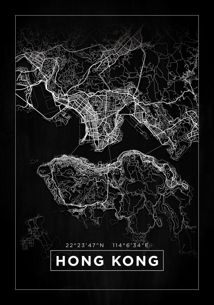 Bildverkstad Map - Hong Kong - Black Poster