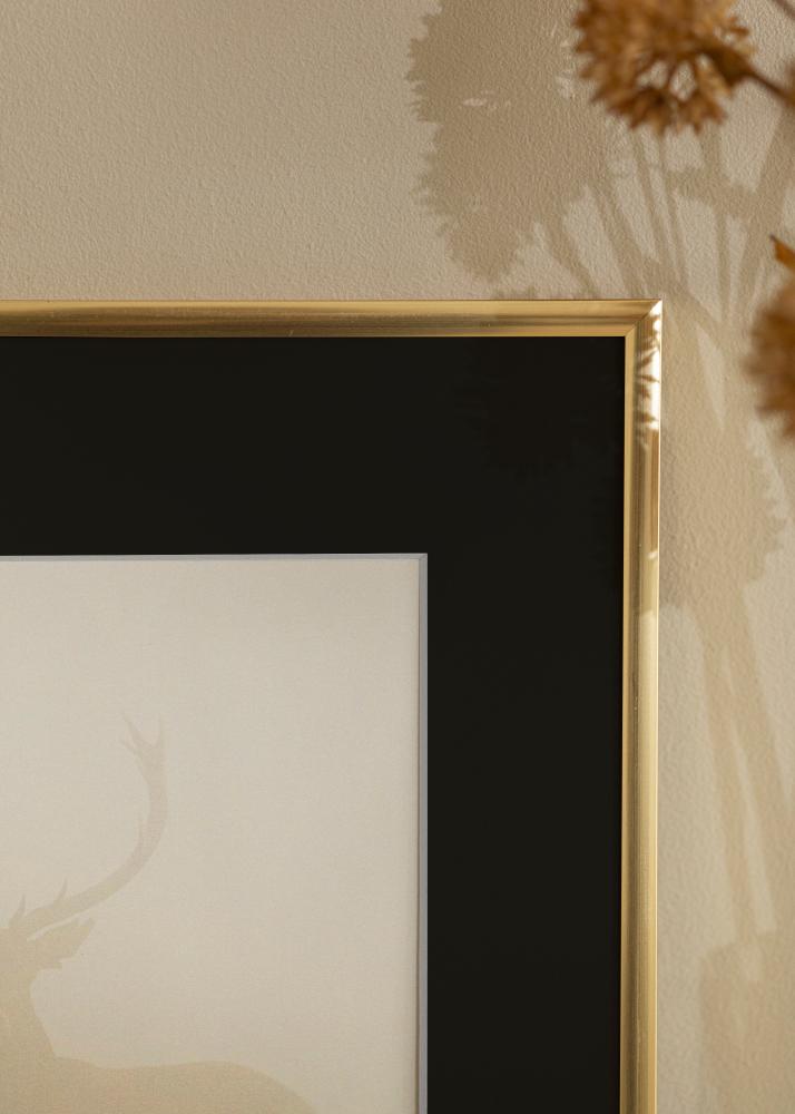 Ram med passepartou Frame New Lifestyle Shiny Gold 30x40 cm - Picture Mount Black 8x12 inches