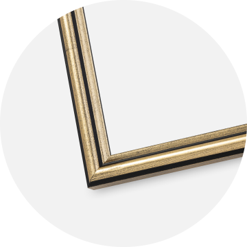 Ram med passepartou Frame Horndal Gold 50x60 cm - Picture Mount Black 15x20 inches