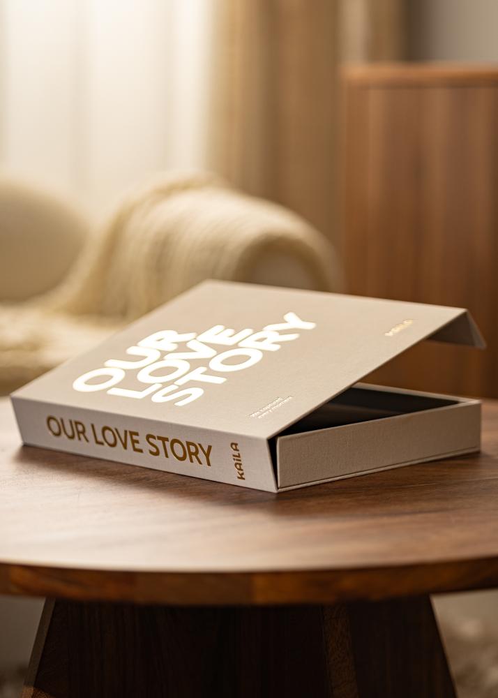 KAILA KAILA OUR LOVE STORY Creme - Coffee Table Photo Album (60 Black Pages)