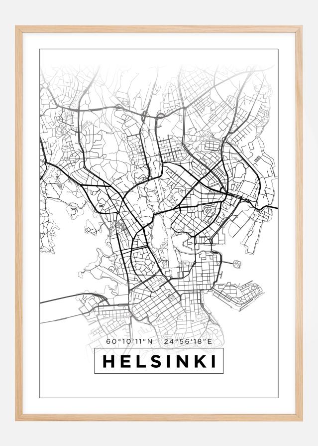 Bildverkstad Map - Helsinki - White Poster