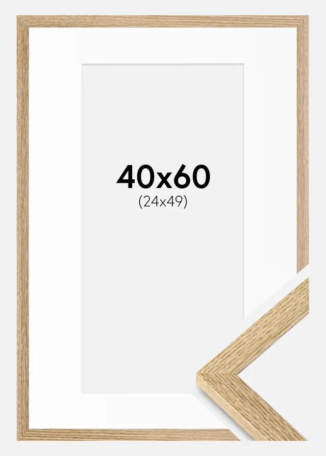 Ram med passepartou Frame Selection Oak 40x60 cm - Picture Mount White 25x50 cm