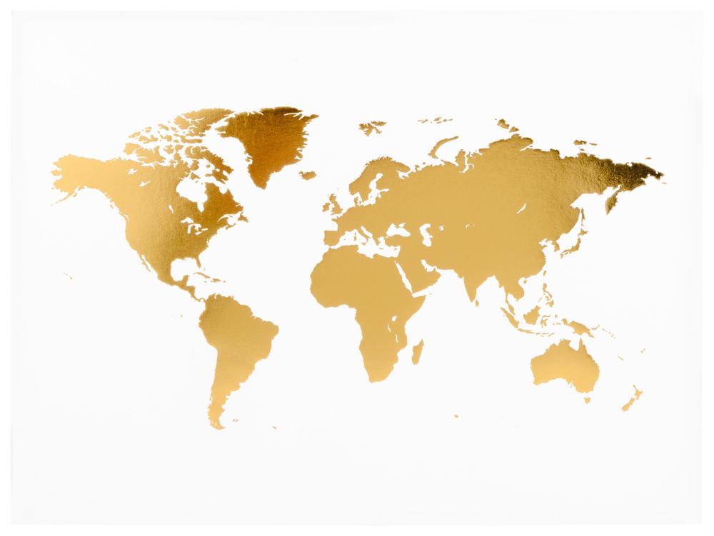 Göteborgstryckeriet World map Gold - Foil Poster