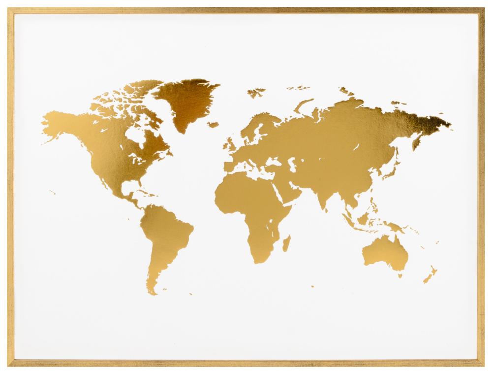 Göteborgstryckeriet World map Gold - Foil Poster