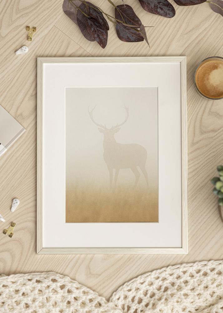 Ram med passepartou Frame Edsbyn Silver 45x60 cm - Picture Mount White 35x50 cm